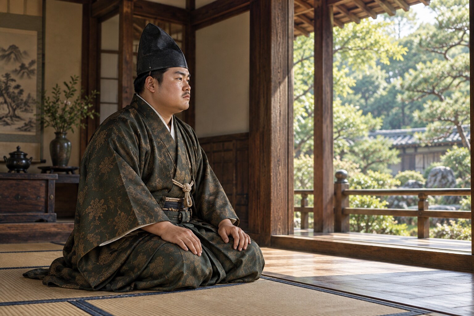 若いころの憲政を題材にした想像図。家督相続の場面を復元したものではない(AI生成イメージ)