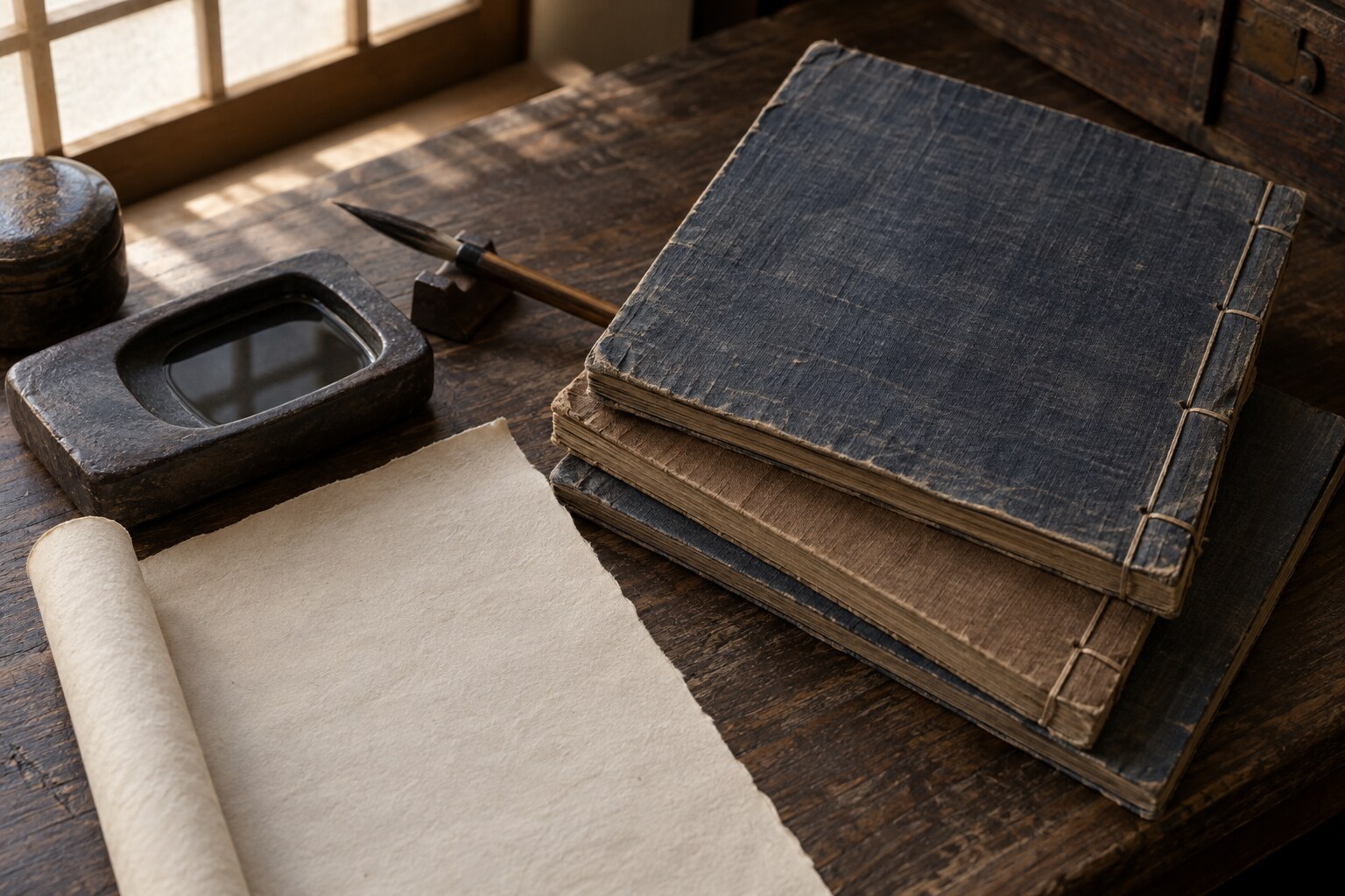 卜全の呼称と記録を主題にした古い書物の想像イメージ(AI生成イメージ)