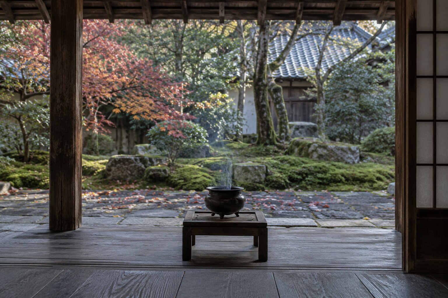 直家をしのぶ寺院の静けさを表すイメージ。実在の墓や位牌の再現ではない(AI生成イメージ)