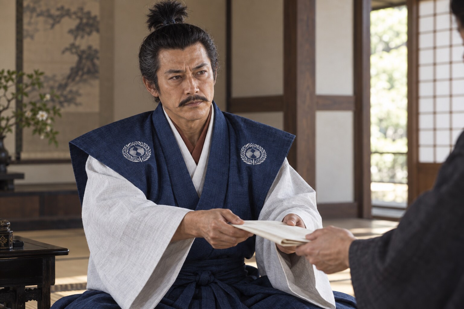 家光の時代に幕府の職務を担う宗矩の想像図(AI生成イメージ)
