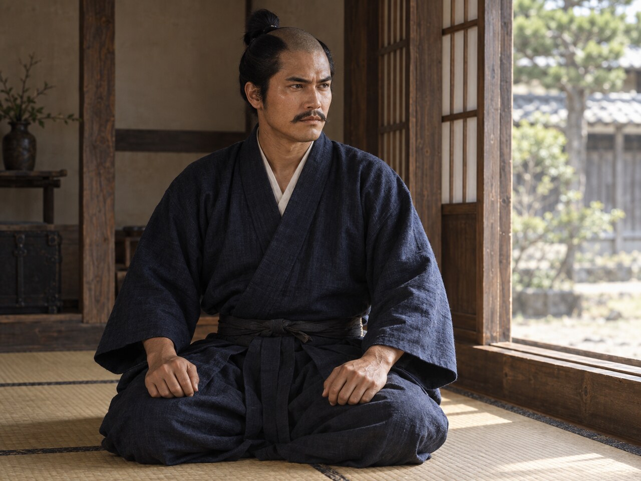 浜松にいる徳川家康を想定した人物イメージ（AI生成、救援要請時の服装や表情を確定するものではない）