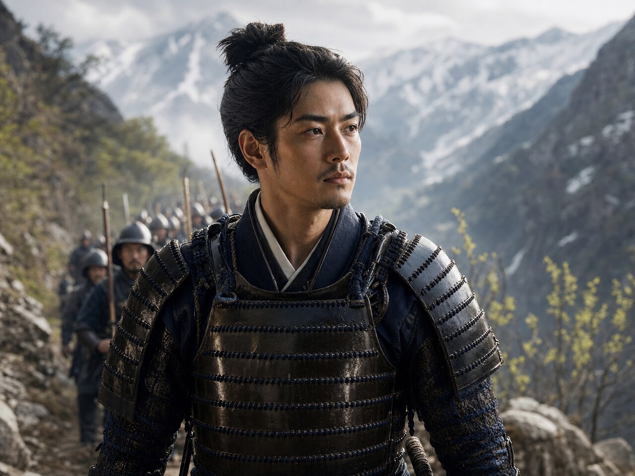 伊那口を北上し、武田領へ攻め込む織田勢を率いた信長の嫡男・織田信忠のイメージ