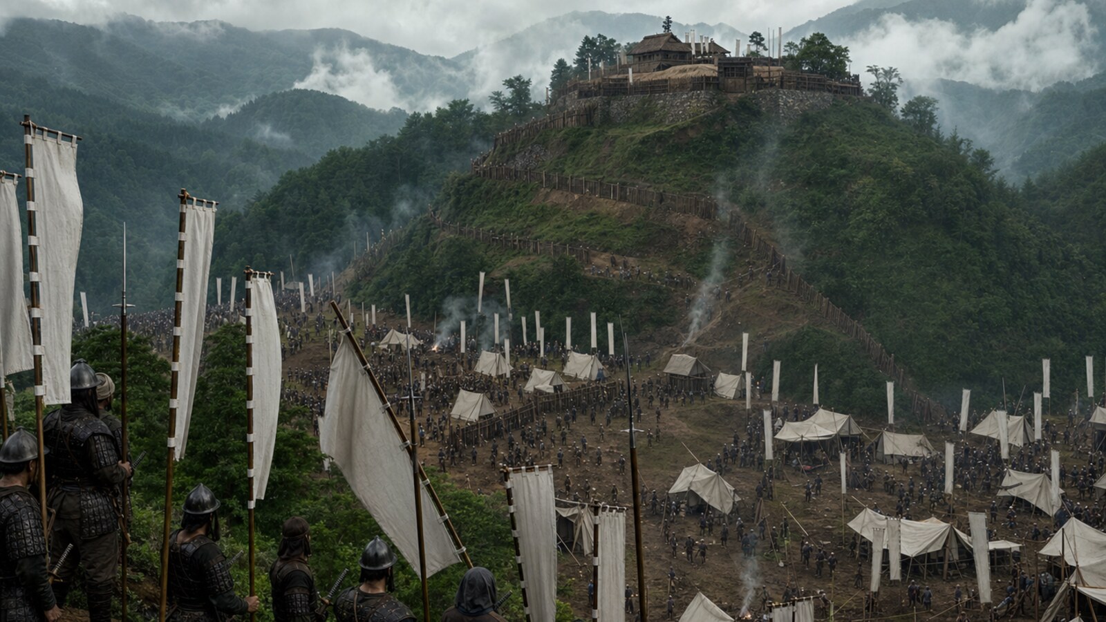 阿波の要害・一宮城をめぐる包囲戦の情景。実写調イメージ